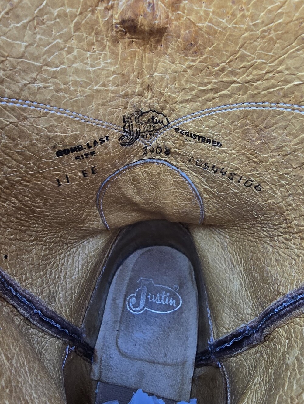 Justin, Mens Western Roper Boots, Brown Leather, Concert, Festival Sz 11 EE - Picture 11 of 12